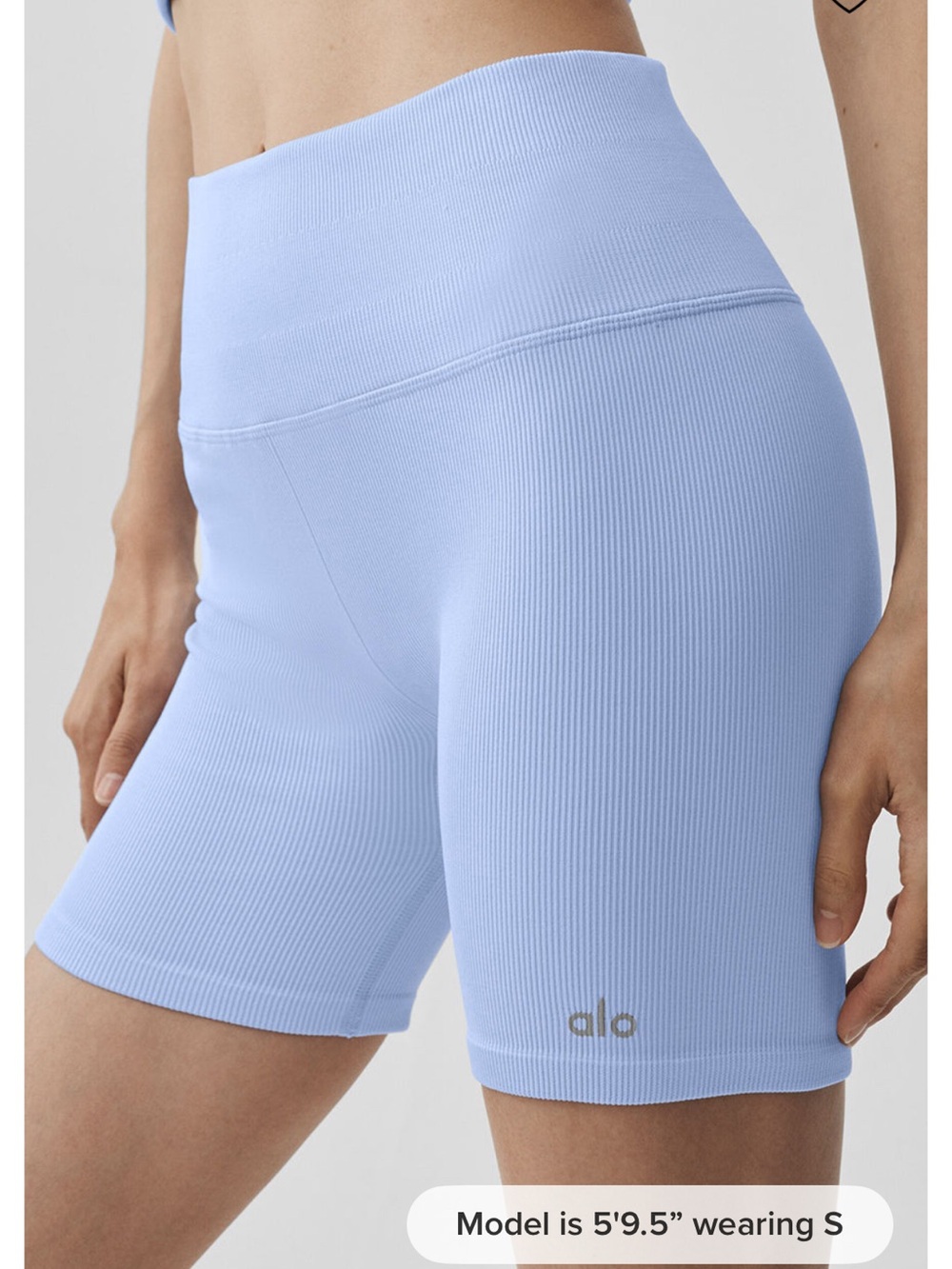 ALO Yoga High-Waist Ribbed Bike Shorts - Light Provence Blue